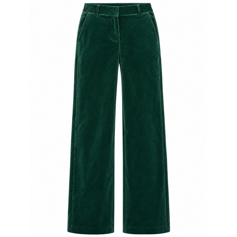 NWT J. McLaughlin Velvet Pants Women Sz 0 Hunter Green Flat front Manorcore NWOT